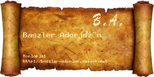 Baszler Adorján névjegykártya